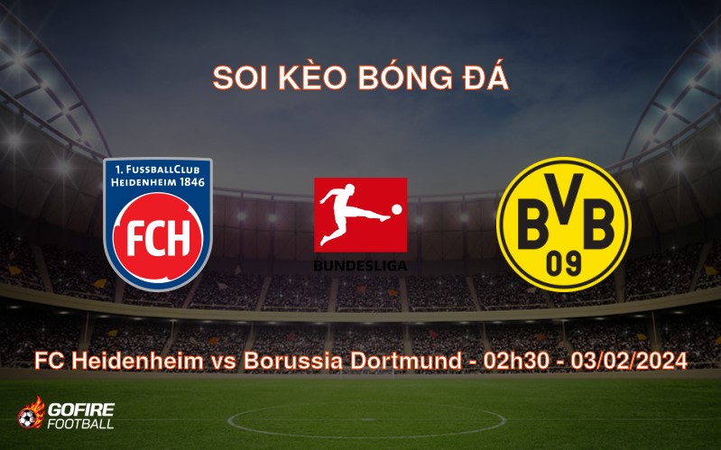 Soi kèo bóng đá FC Heidenheim vs Borussia Dortmund – 02h30 – 03/02/2024